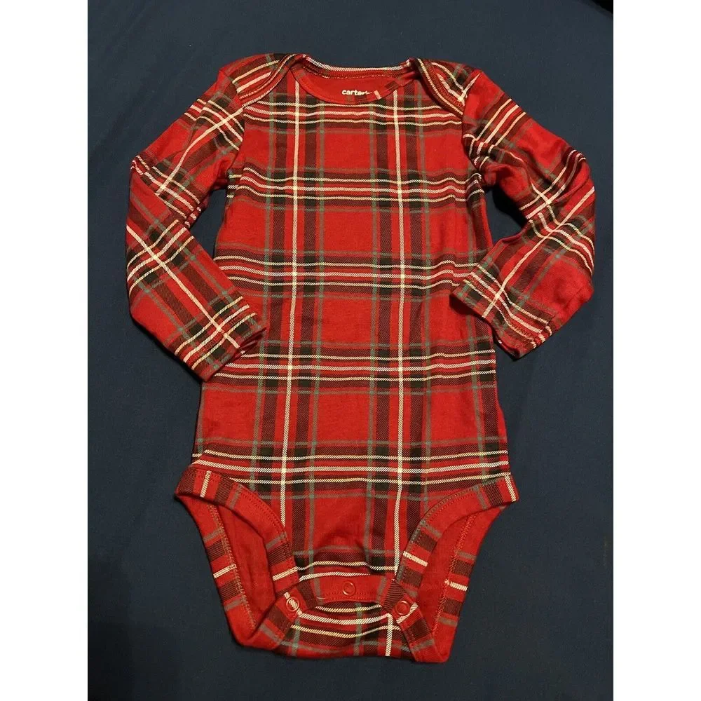 Carters Long Sleeve Red Plaid Bodysuit 18M‎